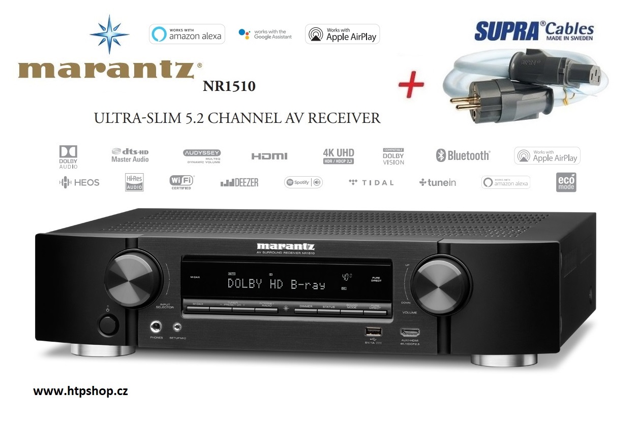 Marantz NR1510 + síťový kabel SUPRA LoRad 1.5 CS-EU Barevné provedení: černá - black