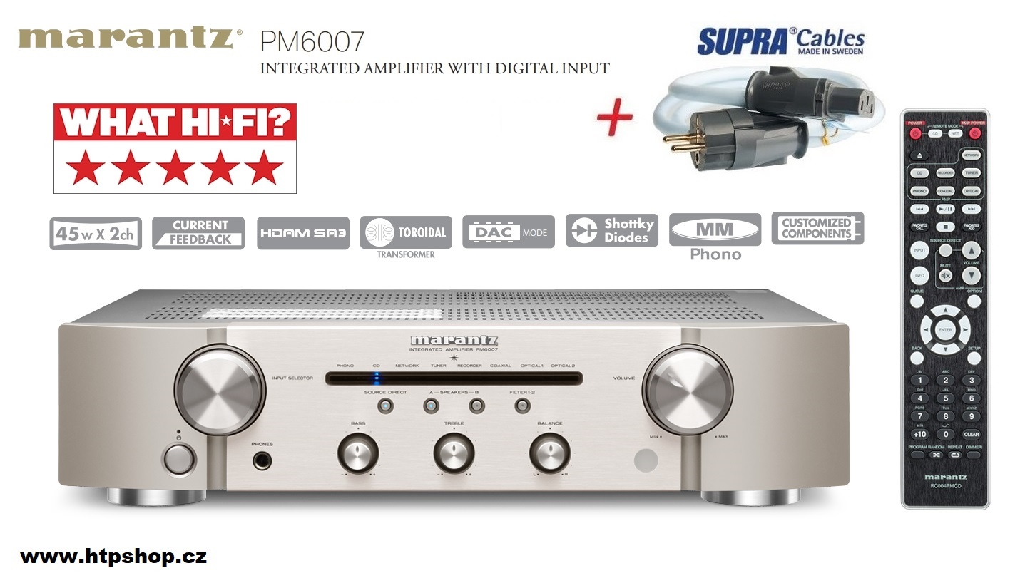 Marantz PM6007 + síťový kabel SUPRA LoRad 2.5 CS-EU Barevné provedení: stříbrná - silver gold