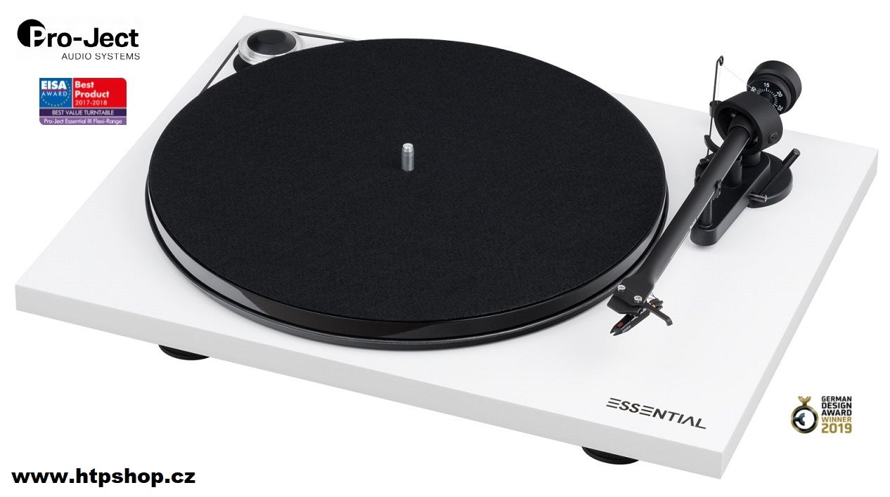 Pro-Ject Essential III + Ortofon OM10 Barevné provedení: bílá - lesklá