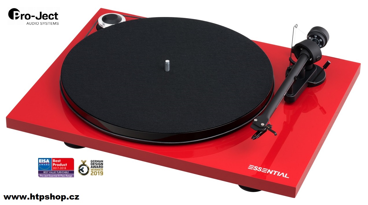 Pro-Ject Essential III BT + Ortofon OM10 Barevné provedení: červený klavírní lak