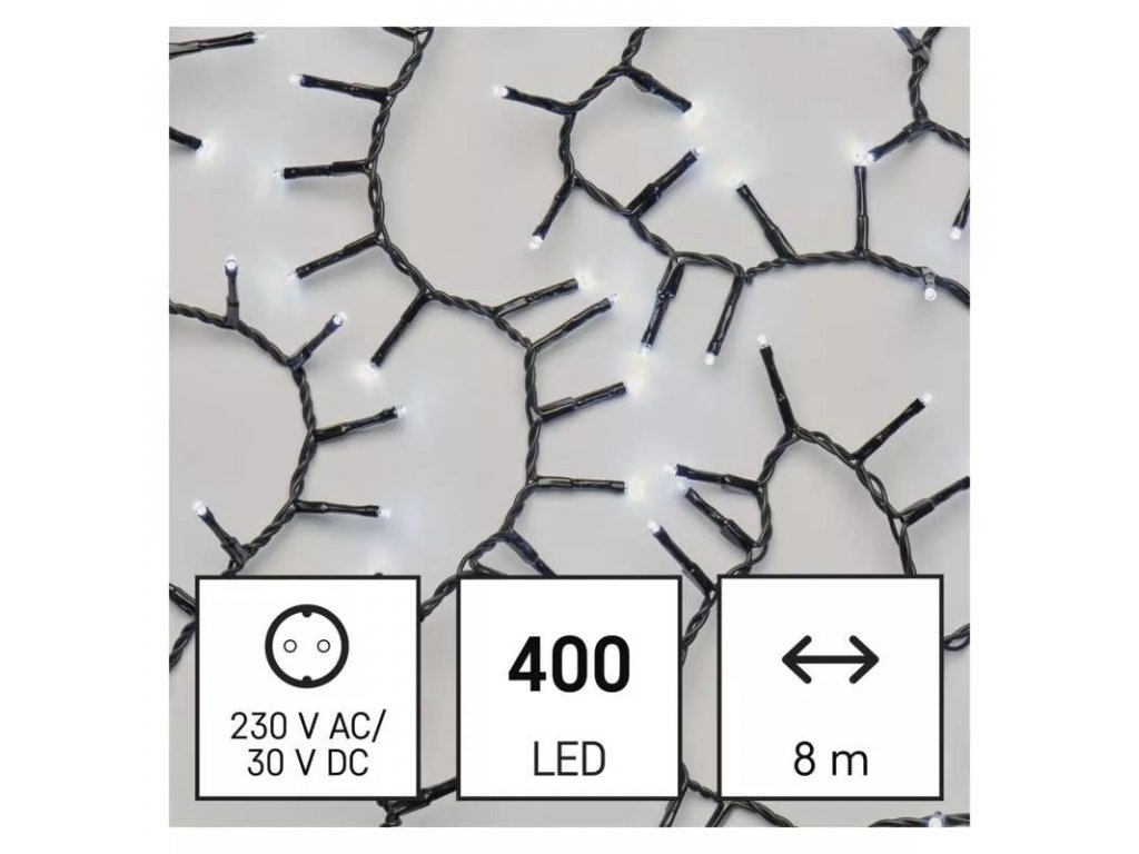 Vánoční řetěz LED400 ježek 8m studená bílá D4BC02/