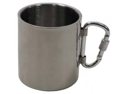 Hrnček nerezový MFH 33374 s karabínkou - 300 ml - kovový pohár