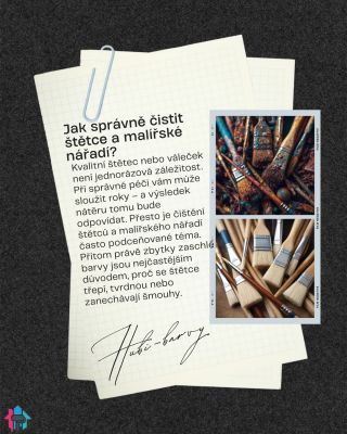 🎨 Čisté nářadí = lepší nátěr i příště Štětce, válečky, malířské nářadí… po práci si zaslouží stejnou péči jako povrch,...