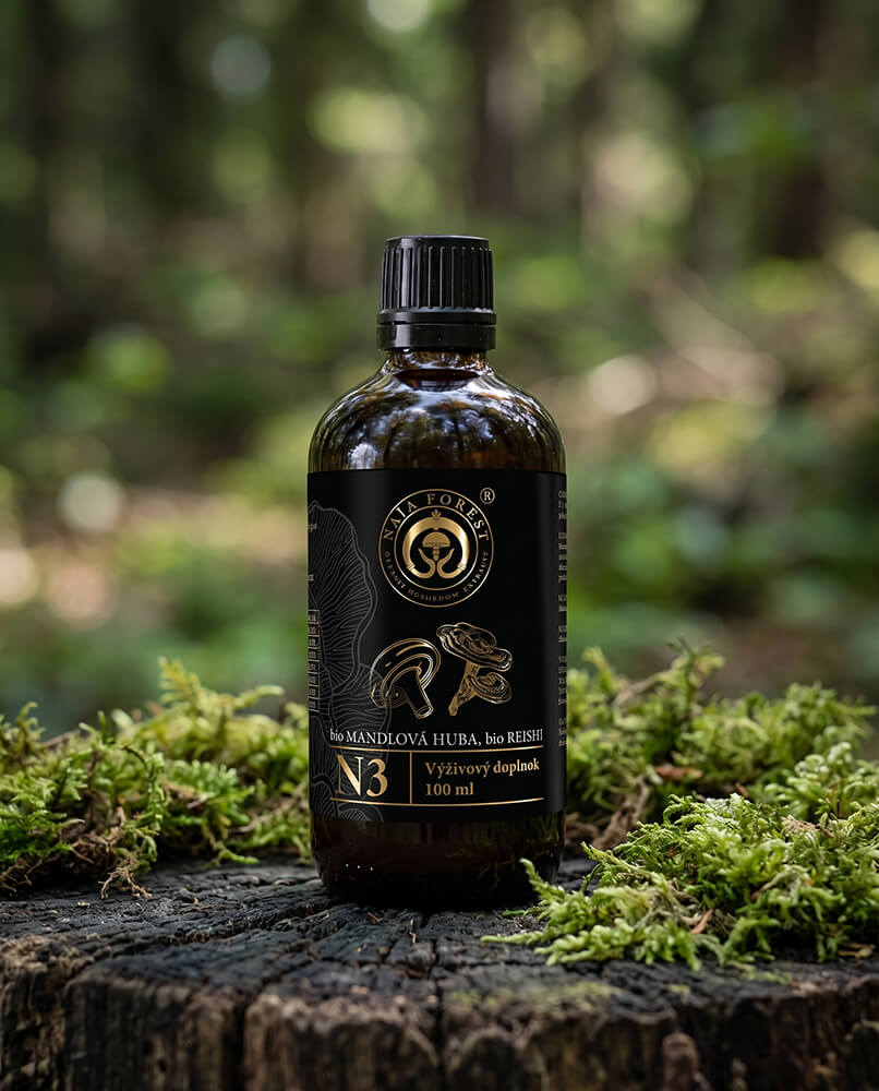 Naja Forest N3 - tekutý hubový Bio extrakt z vitálnych húb Mandľová huba a Reishi
