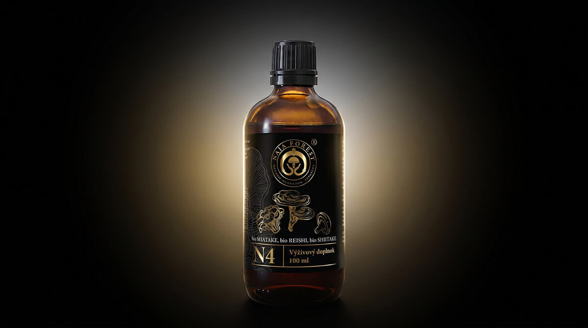 Naja Forest N4 — tekutý bio hubový extrakt z Maitake, Reishi a Shiitake, 100 ml