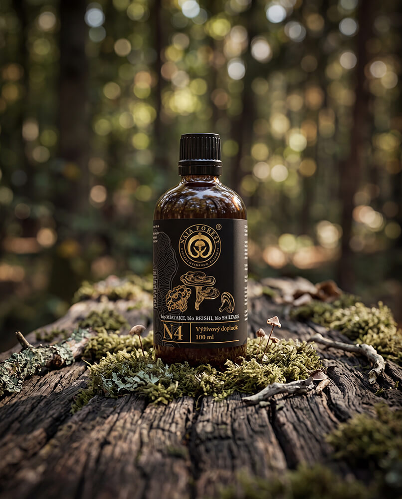 Naja Forest N4 - tekutý hubový Bio extrakt z vitálnych húb Maitake, Reishi a Shiitake