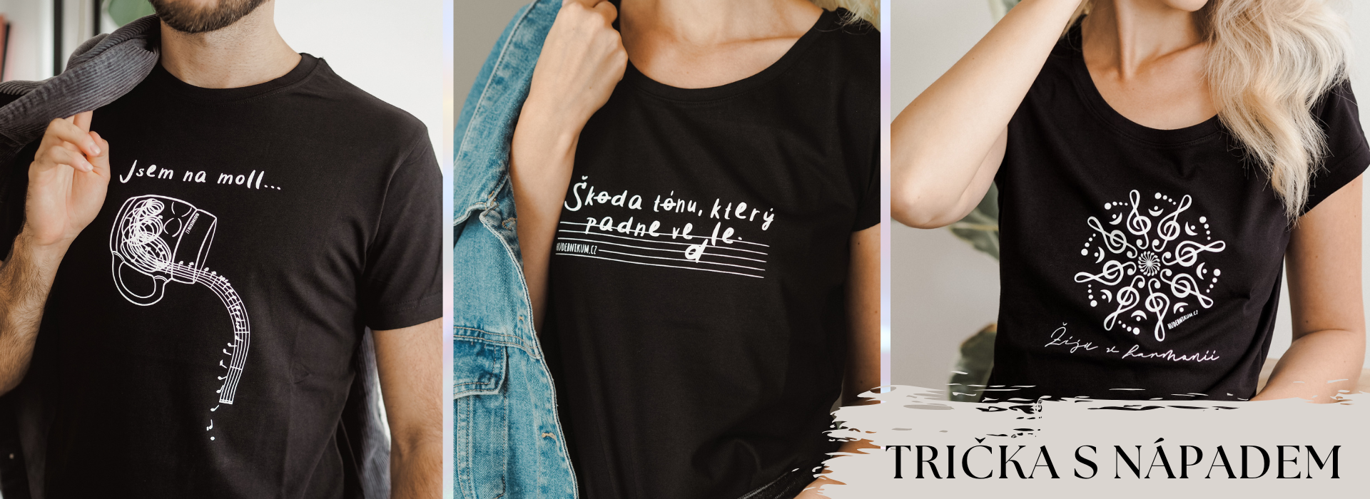 Hudební trička s notami