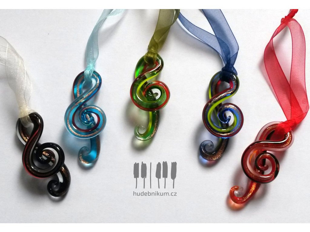 Závěsný skleněný houslový klíč - MURANO