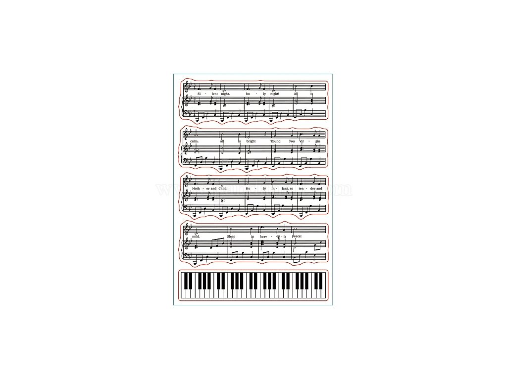 silikonové razítko partitura a klaviatura
