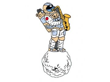 odznáček kosmonaut se saxofonem
