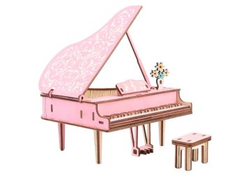 Dřevěné 3D puzzle Piano růžové