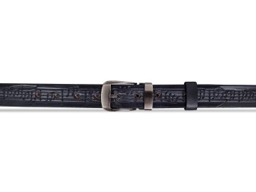 Kožený opasek s partiturou černý šířka 2,5 cm, přezka vlevo