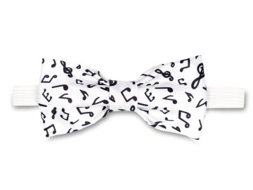 Motýlek s hudebními symboly bílý (1)