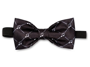 Motýlek s notami károvaný černý (1)