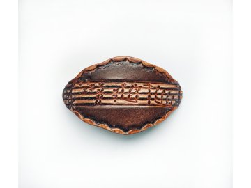 Kožená spona do vlasů s partiturou - 6 cm