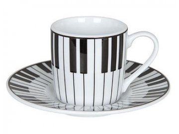 hrnek espresso s podšálkem KLAVIATURA, bílý