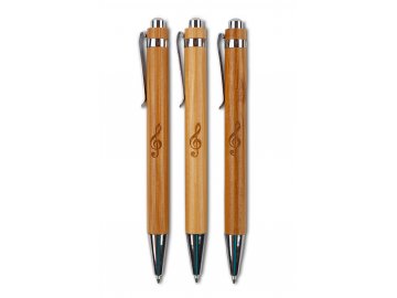 Bambusové kuličkové pero, gravírovaný houslový klíč