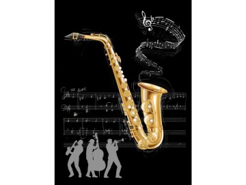 embosované přání saxofon