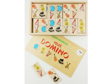 Dřevěné domino HUDEBNÍ NÁSTROJE - v bukové krabičce