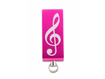 USB Flash disk mini 32 GB s gravírovaným houslovým klíčem, kov růžový (2)