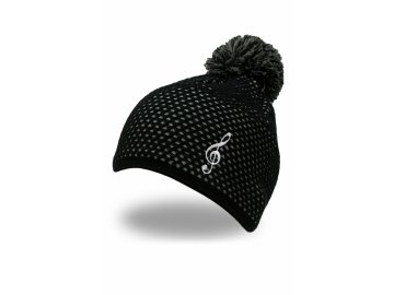 zateplená čepice s houslovým klíčem černá