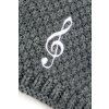 čepice s houslovým klíčem a bambulí šedá detail 1