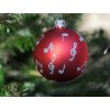 Vánoční skleněné ozdoby s notami, sada 2 ks, červené