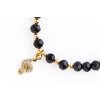 Náramek z přírodních minerálů s hudebním přívěskem černý houslový klíč detail