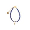 Náramek z přírodních minerálů s hudebním přívěskem modrý houslový klíč