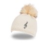 čepice s houslovým klíčem a bambulí krémová