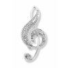 Brož HOUSLOVÝ KLÍČ s kamínky, stříbrná
