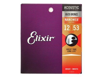 2100609 ELIXIR struny 12 53 acoustic nanoweb 80 20 bronze custom light 1
