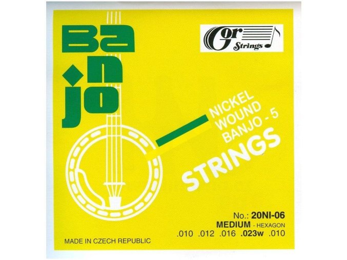 gorstrings 20NI 06 medium struny na pětistrunné banjo 010 023w sada strun