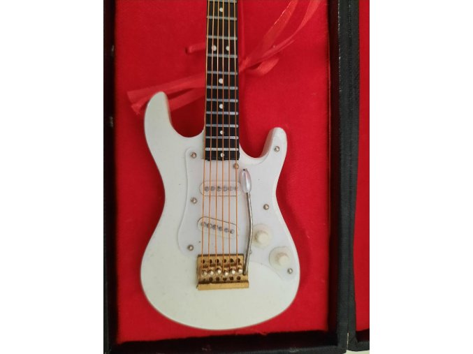 dárek pro muzikanta miniatura elektrická kytara model STRAT v kufříku