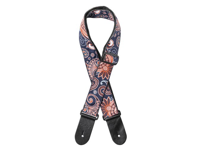 Stagg SWO-PSLY 2 RED, kytarový popruh, vzor paisley, červený/modrý