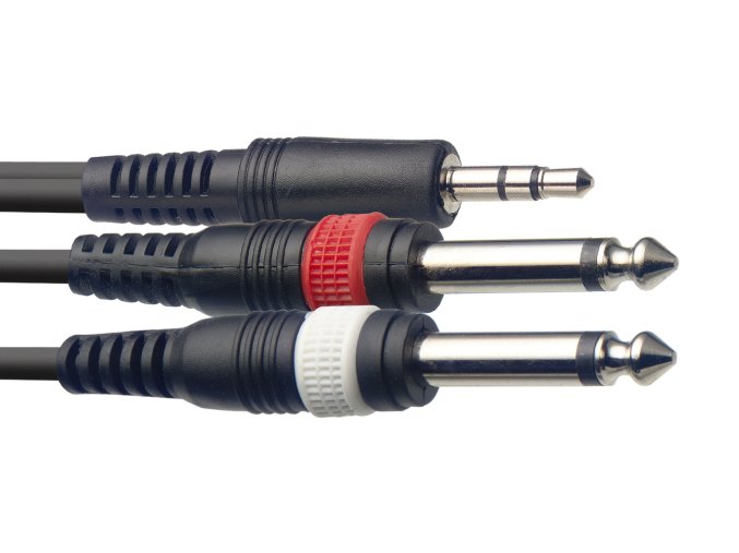 Stagg SYC2/MPS2P E, kabel mini stereo JACK/2x JACK, 2m