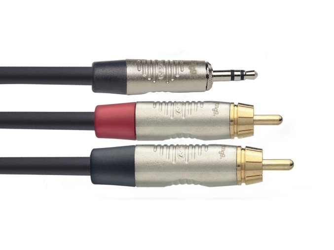 Stagg NYC3/MPS2CMR, kabel 2x RCA/mini JACK, 3m