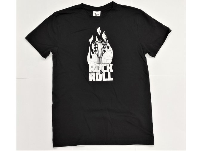 Tričko s hudebním motivem kytary a nápisem "ROCK AND ROLL"