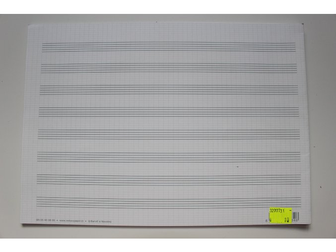 Notový papír A4 na šířku, 8 osnov, dvojlist