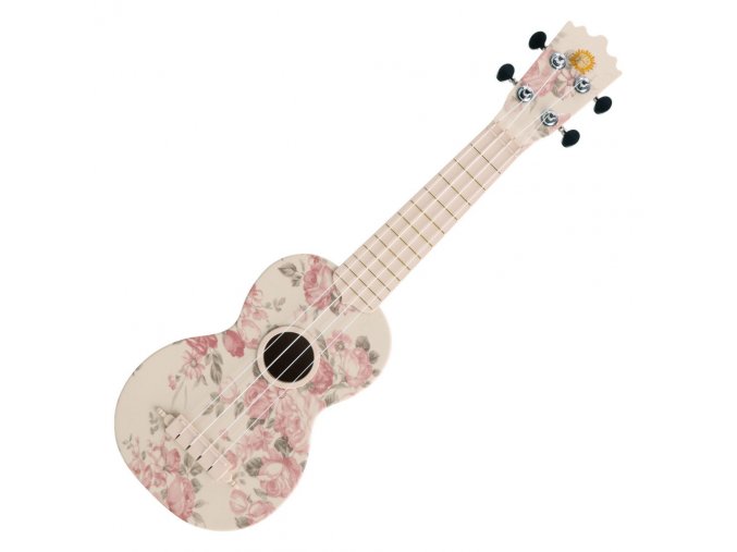 sopranove ukulele kvetinovy vzor růže na bílém pozadí 2