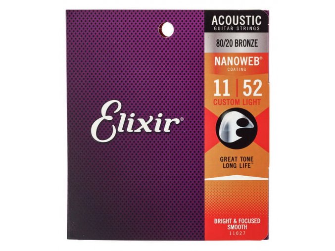 2100608 ELIXIR struny 11 acoustic nanoweb 80 20 bronze custom light 1