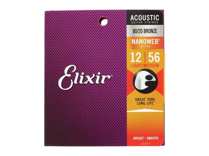 2100610 ELIXIR struny 12 56 acoustic nanoweb 80 20 bronze custom light 1