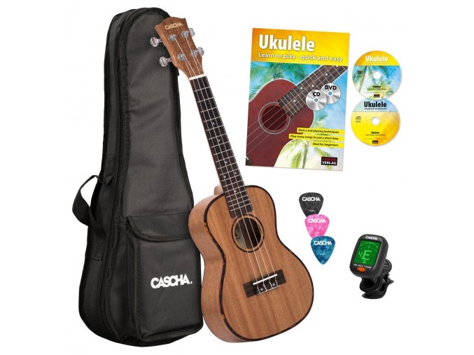 CASCHA hh 2036 ukulele koncertní + zdarma obal,trsátka,ladička,publikace, DVD