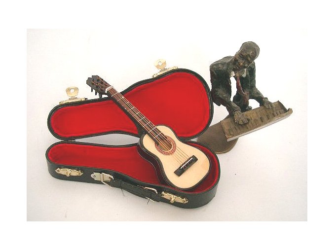 3400004 dárek pro muzikanta kytaristu miniatura klasická kytara v kufříku