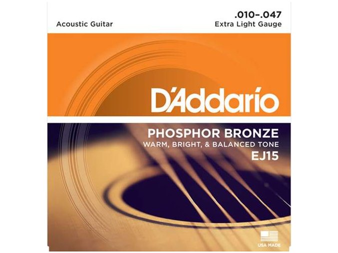 2100036 daddario ej15 struny pro akustickou kytaru phosphor bronze 010 047