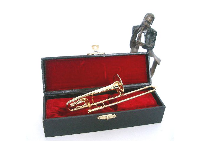 dárek pro muzikanta miniatura pozoun v kufříku