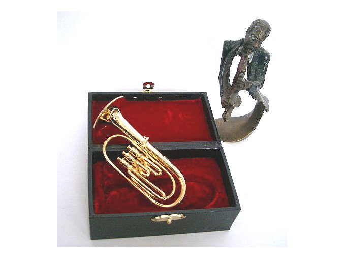 dárek pro muzikanta miniatura tuba v kufříku