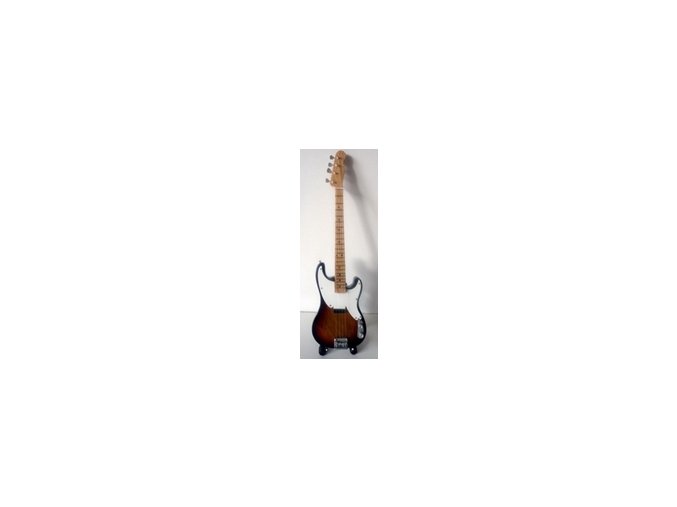 dárek pro baskytaristu mini baskytara 25cm se skládacím stojánkem sting police fender precision bass sunburst.