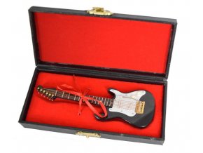 dárek pro muzikanta miniatura elektrická kytara model STRAT v kufříku černý