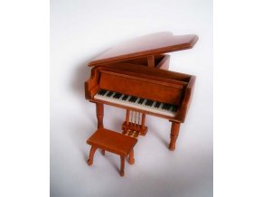 dárek pro muzikanta miniatura klavíru křídla se stoličkou a